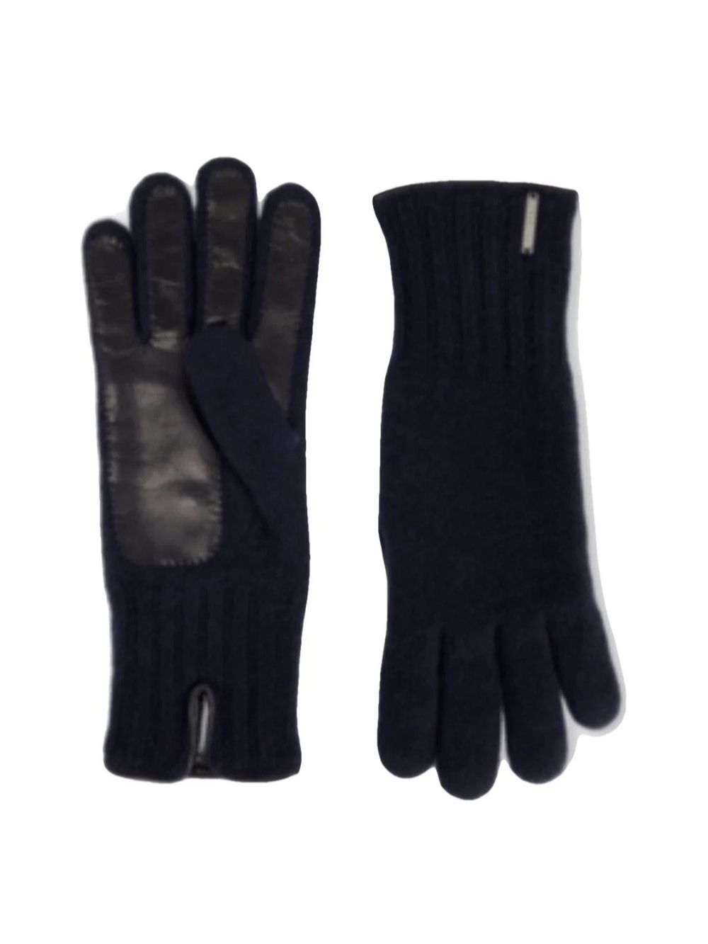 Corneliani Men's Navy Gloves Cashmere, Leather Palm (Size 8) Made In Italy